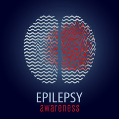 Human brain with epilepsy activity, epilepsy awareness, vector illustration