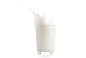 Splash of milk in glass isolated