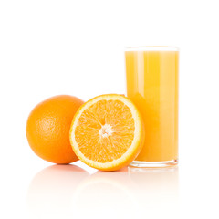 Fresh juice with fruits orange isolated