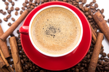 Cup with coffee and milk
