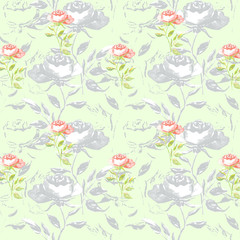 Obraz premium Roses illustration seamless pattern