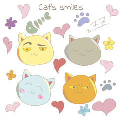 Collection of doodle cat's smiles