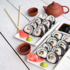 Sushi and roll with cream cheese