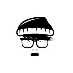 abstract hipster girl  retro vector design template