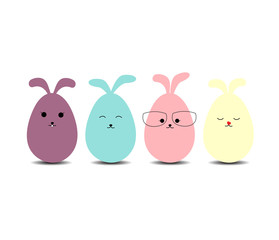 Easter eggs vector flat syle icons isolated on white background