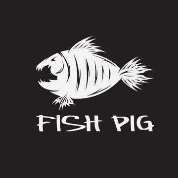 fish and pig negative space vector concept