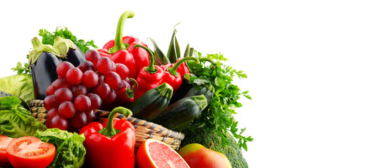 Composition with variety of fresh vegetables and fruits