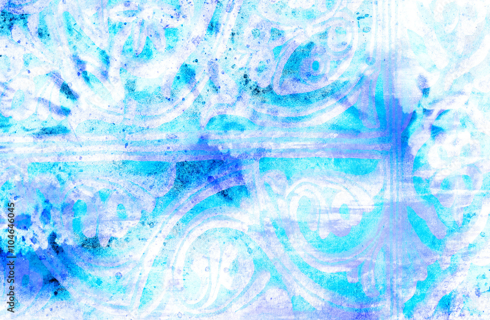 Poster winter abstract background and ornaments. original painting and computer collage.