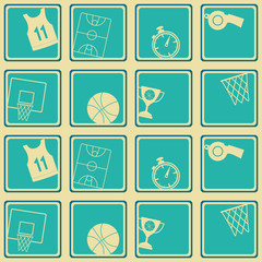 Seamless pattern with basketball icons for your design