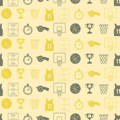 Seamless pattern with basketball icons for your design