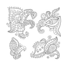 Vector doodle floral elements for design