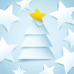 Abstract Christmas Tree With Stars : Vector Illustration