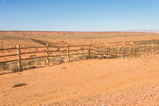 Old wooden fence in countryside of desert