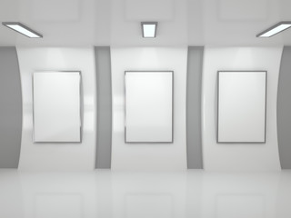 Obraz na płótnie Canvas three blank frame in loft room