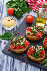 Traditional Italian antipasti bruschetta with vegetable