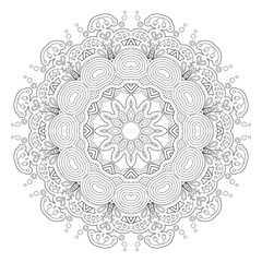 Black and white abstract pattern, mandala.