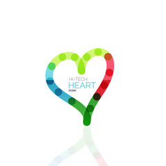 Logo love heart, abstract linear geometric business icon
