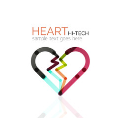 Logo love heart, abstract linear geometric business icon