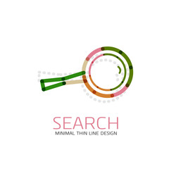 Vector thin line design logo magnifying glass, search and find or zoom logotype concept. Linear minimalistic business icon