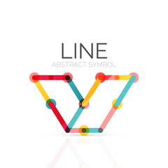 Linear abstract logo, connected multicolored segments of lines geometrical figure