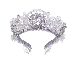 Luxury jewelry diamond tiara. Fashion beauty queen crown isolated on white
