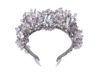 Luxury jewelry diamond tiara. Fashion beauty queen crown isolated on white © SweetJulie