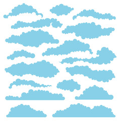 Set of fluffy clouds for design layouts. Vector 