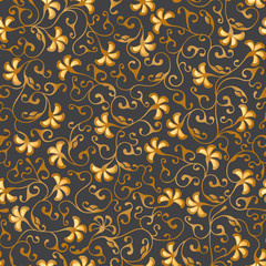 Gold floral seamless lace. Vector pattern