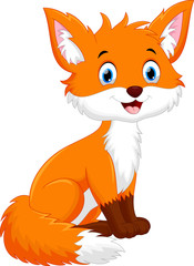 Obraz premium Vector illustration of cute fox cartoon