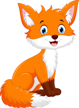 Vector illustration of cute fox cartoon