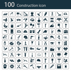 Set of one hundred construction icons