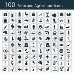 Set of one hundred agriculture icons © LynxVector