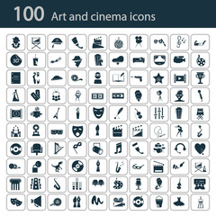 Set of one hundred art and cinema icons