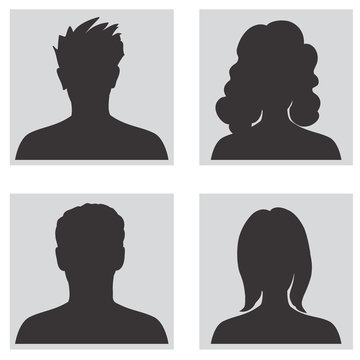 People profile silhouettes. Avatar set. 