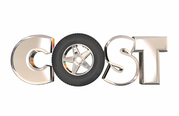 Obraz na płótnie Canvas Cost of Ownership 3d Word Letters Wheel Tire Auto Vehicle Car Pr