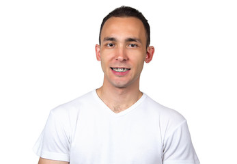 Smiling man with brackets