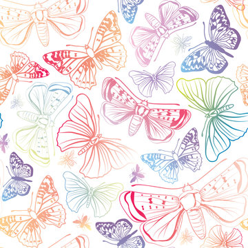 Butterfly seamless pattern. Summer background.
