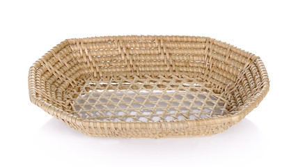 vintage weave wicker basket isolated on white background