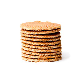 Stack  of Dutch caramel waffles isolated