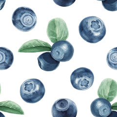 Watercolor blueberry pattern - 104655482