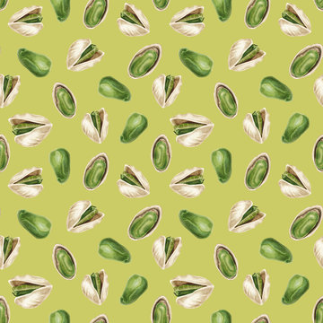 Watercolor pistachio pattern