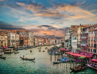 Foto op Canvas Canal Grande bij zonsondergang met vintage effect, Venetië, Italië © JFL Photography