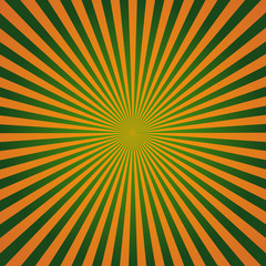 Sunburst, starburst background set, colorful rays, beams. Design for saint Patrick's day, irish holiday style, orange and green stripes