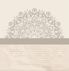 Abstract vintage background. Old paper textured floral decor for card design