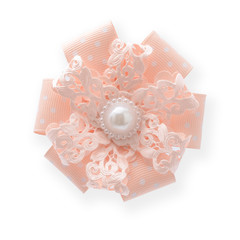 Pink bow with pearl  isolated