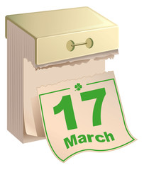March 17 St Patrick Day. Tear-off calendar March 17