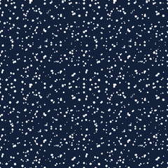 Snowfall on blue night sky, seamless pattern