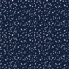 Snowfall on blue night sky, seamless pattern