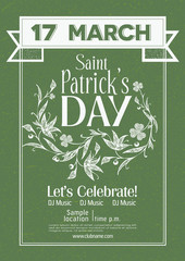 Saint Patrick's day vintage poster design, Vector template.