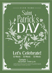 Saint Patrick's day vintage poster design, Vector template.